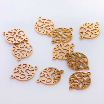 Łącznik ze stali chirurgicznej drzewko w kółku w kolorze złotym 20,5mm