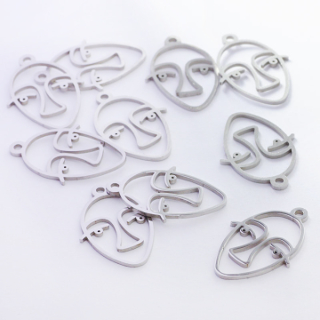 Zawieszka ze stali szlachetnej głowa artysty w kolorze srebrnym 27mm