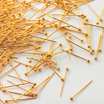 Szpilki ze stali chirurgicznej z okrągłą główką w kolorze złotym 20x0,7mm Szpilki ze stali chirurgicznej z okrągłą główką w kolorze złotym 20x0,7mm