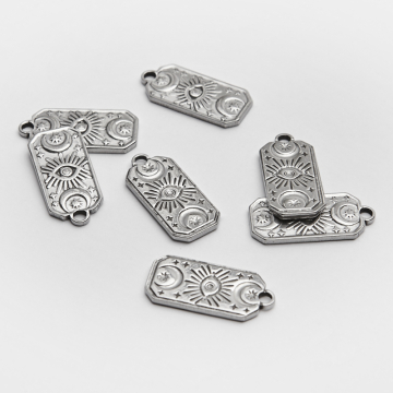 Zawieszka ze stali szlachetnej słońce z księżycem w kolorze srebrnym 17mm