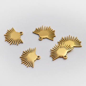 Zawieszka ze stali chirurgicznej wachlarz w kolorze złotym 12,5mm
