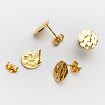 Baza kolczyka kółko gniecione ze stali chirurgicznej w kolorze złotym 10mm