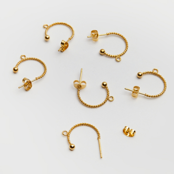 Baza kolczyka kółko skręcane z podwieszeniem w kolorze złotym 15mm