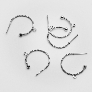 Baza kolczyka kółko skręcane z podwieszeniem w kolorze srebrnym 20mm