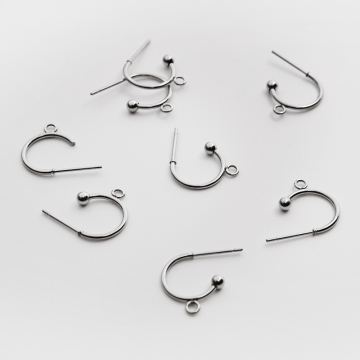 Baza kolczyka kółko z podwieszeniem w kolorze srebrnym 12mm