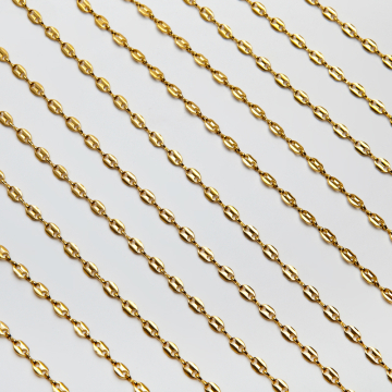 Łańcszek fasolki ze stali chirurgicznej w kolorze złotym 7,5x5mm