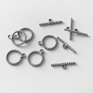 Zapięcie toggle ze stali chirurgicznej spiralka w kolorze srebrnym 16mm