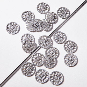 Zawieszka łącznik ze stali szlachetnej serwetka z kropelkami w kolorze srebrnym 18,5mm