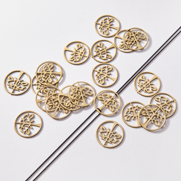 Zawieszka łącznik pozłacany ze stali szlachetnej drzewo 18,3mm