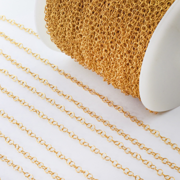 Łańcuch ze stali chirurgicznej kółka w kolorze złotym 3,5mm PVD