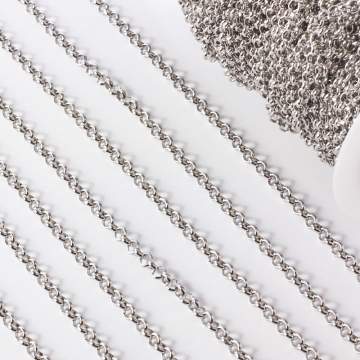 Łańcuch ze stali chirurgicznej rollo guby w kolorze srebrnym 5mm