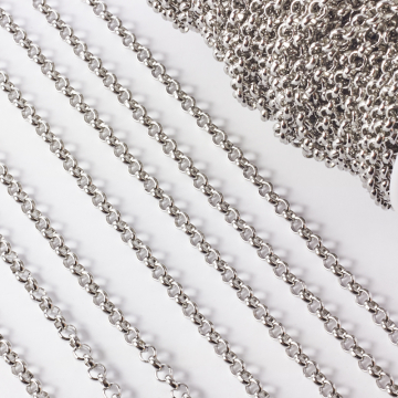 Łańcuch ze stali chirurgicznej rollo gruby w kolorze srebrnym 6mm