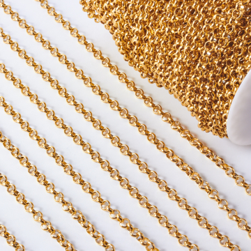 Łańcuch ze stali chirurgicznej rollo guby w kolorze złotym 6mm