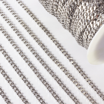 Łańcuch ze stali chirurgicznej pancerka gruba w kolorze srebrnym 8x6mm