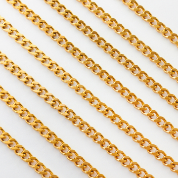 Łańcuch ze stali chirurgicznej pancerka gruba w kolorze złotym 8x6mm