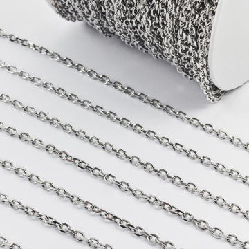 Łańcuszek ze stali szlachetnej owale fasetowane w kolorze srebrnym 5x3mm