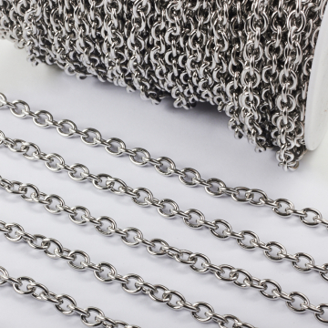Łańcuszek ze stali chirurgicznej owale gładkie w kolorze srebrnym 8x6mm