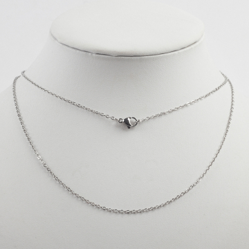 Łańcuszek ze stali chirurgicznej mini owal z zapięciem w kolorze srebrnym 75cm