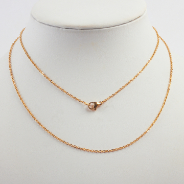 Łańcuszek ze stali chirurgicznej mini owal z zapięciem w kolorze złotym 75cm PVD