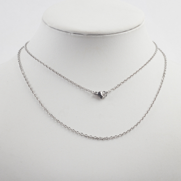 Łańcuszek ze stali chirurgicznej mini owal z zapięciem w kolorze srebrnym 75cm