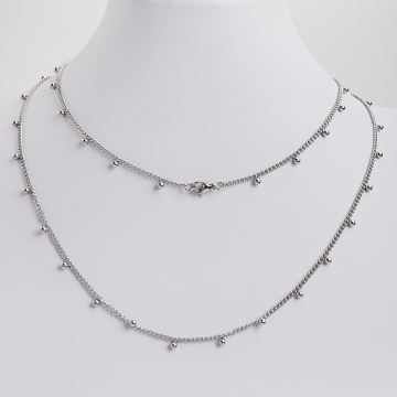 Łańcuszek ze stali chirurgicznej z kuleczami w kolorze srebrnym 50cm