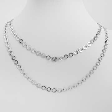 Łańcuszek ze stali chirurgicznej kółka łączone w kolorze srebrnym 45cm