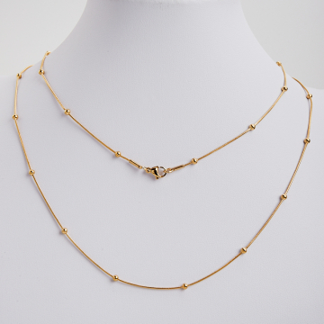 Łańcuszek ze stali chirurgicznej żmijka z kuleczkami w kolorze złotym 50cm