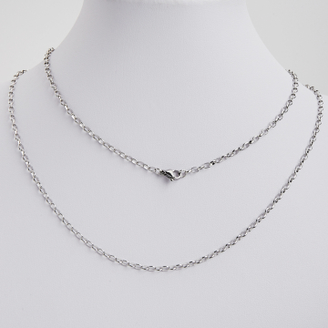 Łańcuszek ze stali chirurgicznej owale w kolorze srebrnym 50cm