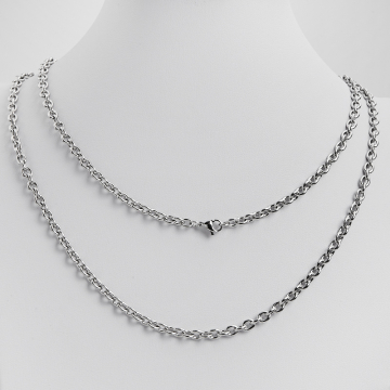 Łańcuszek ze stali chirurgicznej pełne owale w kolorze srebrnym 55cm