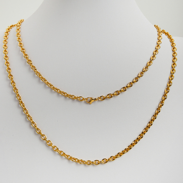 Łańcuszek ze stali chirurgicznej pełne owale w kolorze złotym 55cm