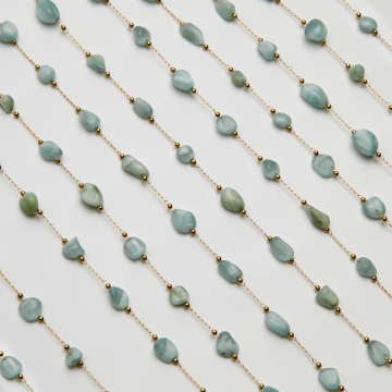 Łańcuch z amazonitem ze stali chirurgicznej w kolorze złotym 13x4mm
