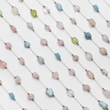 Łańcuch z morganitem ze stali chirurgicznej w kolorze srebrnym 13x4mm