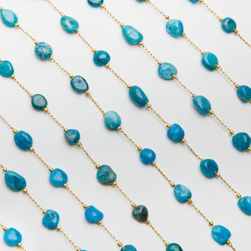 Łańcuch z apatytem ze stali chirurgicznej w kolorze złotym 13x4mm