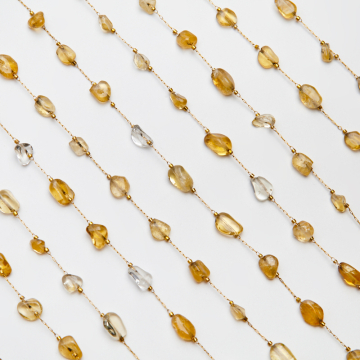 Łańcuch z cytrynem ze stali chirurgicznej w kolorze złotym 13x4mm