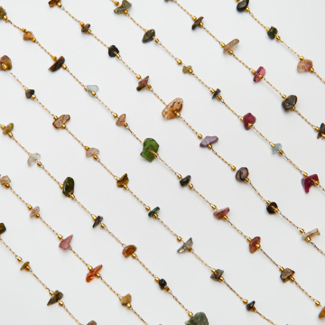 Łańcuch z turmalinem ze stali chirurgicznej w kolorze złotym 1x11mm