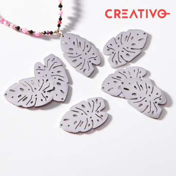 Zawieszka łącznik ze stali szlachetnej monstera w kolorze srebrnym 30mm