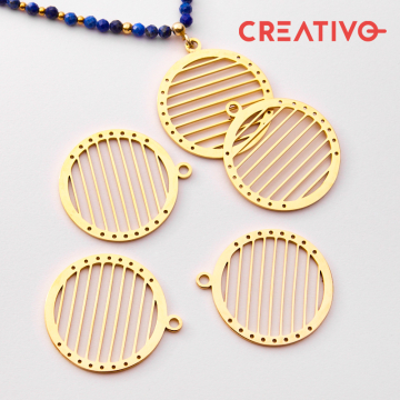 Baza do beadingu kółko ze stali chirurgicznej 8 rzędów w kolorze złotym 24,8mm