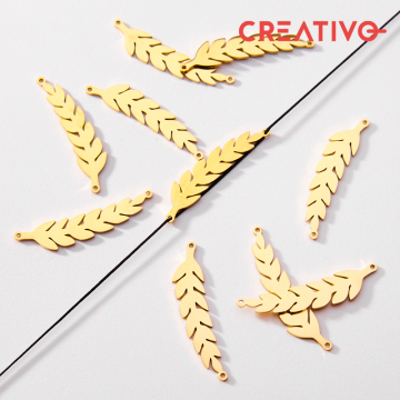 Łącznik ze stali szlachetnej listek w kolorze złotym 36,5mm