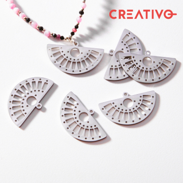 Baza do beadingu wachlarz z wycięciami ze stali chirurgicznej w kolorze srebrnym 30mm