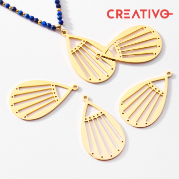 Baza do beadingu łezka ze stali chirurgicznej w kolorze złotym 37,1mm