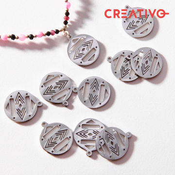 Baza do beadingu kółko boho ze stali chirurgicznej w kolorze srebrnym 14,7mm