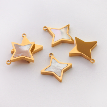 Zawieszka ze stali chirurgicznej z masą perłową gwiazdka w kolorze złotym 15,5mm