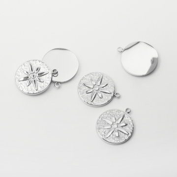 Zawieszka ze stali chirurgicznej kółko z różą wiatrów 12,5mm