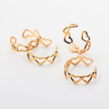 Pierścionek ze stali chirurgicznej regulowany serca w kolorze złotym 20mm