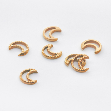 Zawieszka ze stali chirurgicznej księżyc w kolorze złotym 8mm