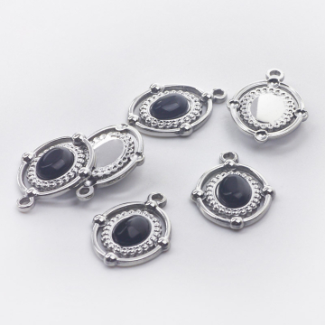 Zawieszka ze stali chirurgicznej owal z onyksem 21,5mm