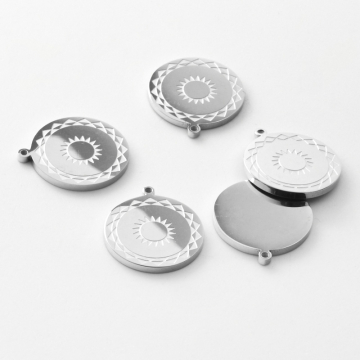 Zawieszka ze stali chirurgicznej kółko ozdobne w kolorze srebrnym 19mm