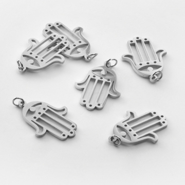 Baza do beadingu ze stali chirurgicznej ręka fatimy w kolorze srebrnym 22mm