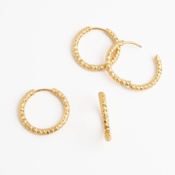 Kolczyki ze stali chirurgiczej diamentowane koła w kolorze złotym 21mm