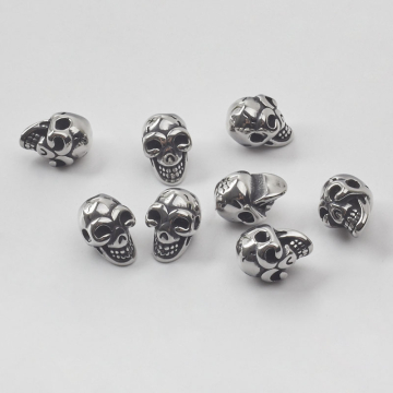 Koralik czaszka do męskich bransoletek ze stali chirurgicznej w kolorze srebrnym 13x8,5mm